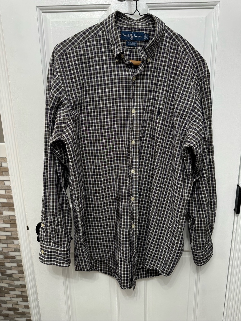 Ralph Lauren Black and White Plaid Button-Down Shirt